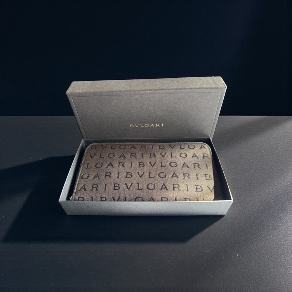 BVLGARI denim zippy wallet with box